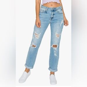 Wax Jean Light Blue Ripped Boyfriend Jeans